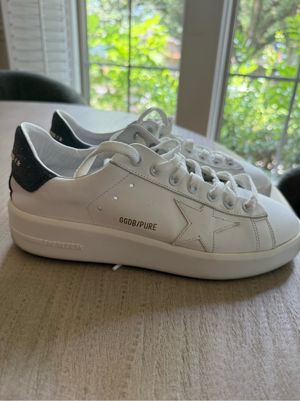 Golden Goose Women's Purestar sneakers with glittery black heel tab